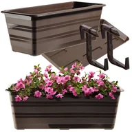 Donice - Doniczka balkonowa Cati + podstawka + uchwyty 40 cm, brąz - miniaturka - grafika 1