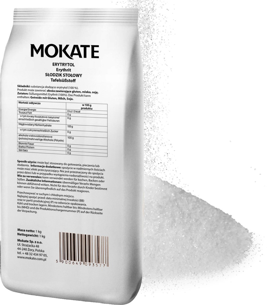 Mokate Erytrytol 1kg Erytrol Słodzik Naturalny Zamiennik Cukru 0 Kalorii