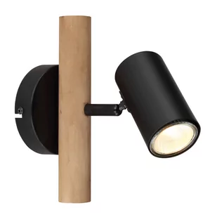 Globo Herti 57913-1 reflektor 1x5W GU10 LED czarny/drewniany - Lampy sufitowe - miniaturka - grafika 1
