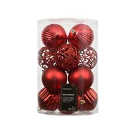 Bombki - Bombki plastikowe mix 8 cm czerwone 16 szt. - miniaturka - grafika 1
