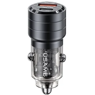 USAMS Ład. sam. C36 USB+USB-C 95W Fast Charge czarny/black CC176CC01 (US-CC176) - Ładowarki samochodowe - miniaturka - grafika 1