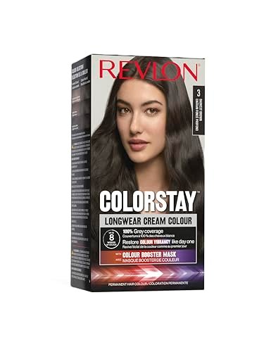Revlon Colorstay Farba do włosów dla kobiet, trwała kolorystyka w zestawie maska wzmacniająca kolor, do 8 tygodni koloru, odcień 3 ciemny brąz