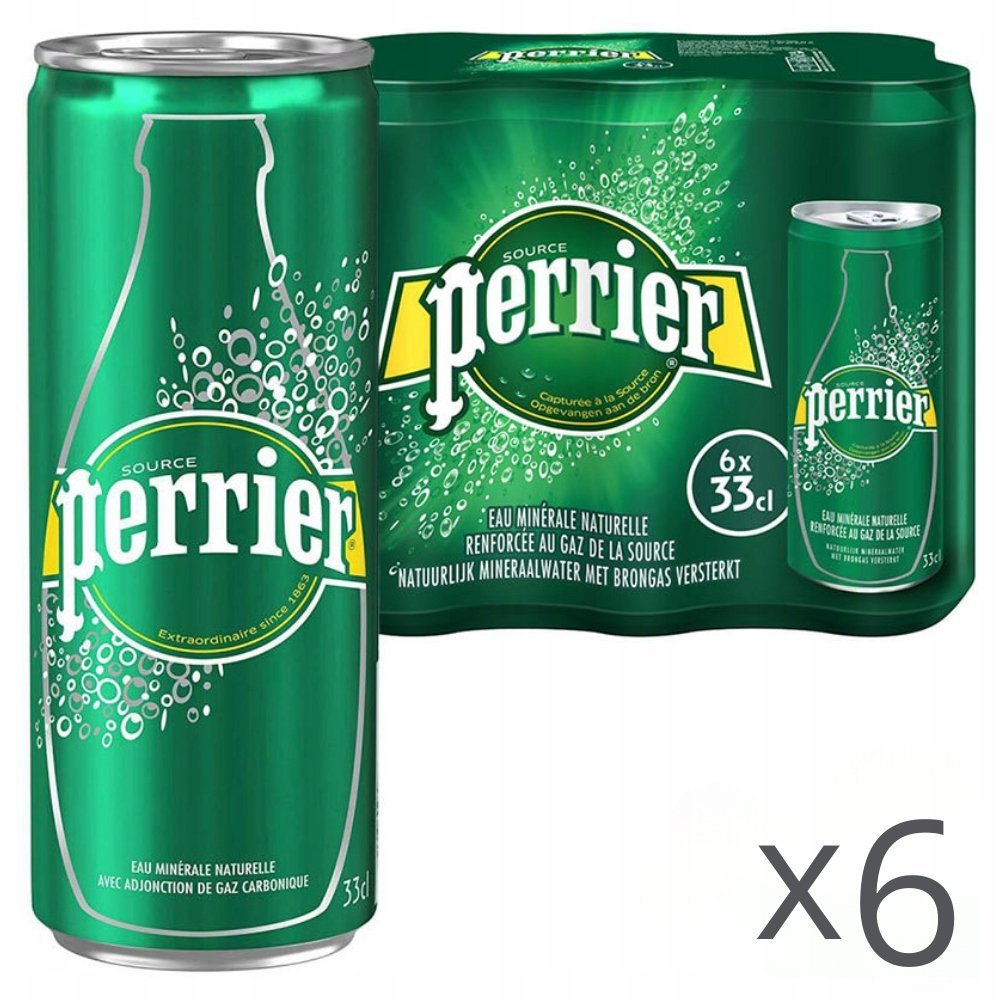 Perrier Woda Mineralna Gazowana Delikatnie Gazowana - Puszka - 6x0,33L