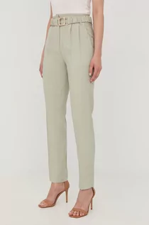 Spodnie damskie - Morgan spodnie damskie kolor zielony fason cygaretki high waist - grafika 1