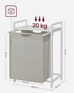 Kosz na pranie jednokomorowy biało-szary - Kosze wiklinowe - miniaturka - grafika 3