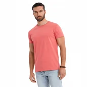 Koszulki męskie - T-shirt męski klasyczny bawełniany BASIC koralowy OM-TSBS-0236 V17 roz. S - miniaturka - grafika 1