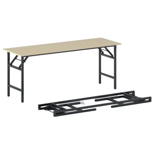 B2B Partner Stół konferencyjny FAST READY z czarnym stelażem, 1700 x 500 x 750 mm, brzoza 499529 - Stoły i stoliki do biura - miniaturka - grafika 1