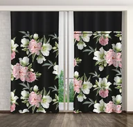 Zasłony - Zasłona Gotowa Na Żabki, 160X250, Czarna W Kwiaty, Zml-008 - miniaturka - grafika 1