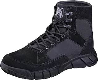 Botki damskie - FREE SOLDIER Męskie botki ultralekkie wojskowe taktyczne buty robocze do kostek do kostek 15 cm koronki do oddychających butów Desert Boots, 44_EU, czarne (cienki krój) - grafika 1