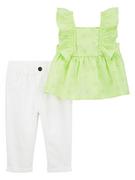 Kaftaniki dla niemowląt - carter's 2-częściowy zestaw w kolorze zielono-białym - miniaturka - grafika 1