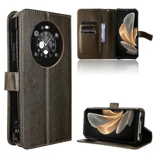 Dla FOSSiBOT F109 5G Skórzane Etui Z Portfelem Z Paskiem Diamentowa Tekstura Pokrowiec na Telefon - Brązowy Wielobarwny Brown - Portfele - miniaturka - grafika 1