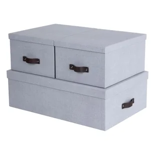 Jasnoszare kartonowe pojemniki z pokrywką zestaw 3 szt. 31x47x15 cm Inge – Bigso Box of Sweden - Pudła i pojemniki do przechowywania - miniaturka - grafika 1