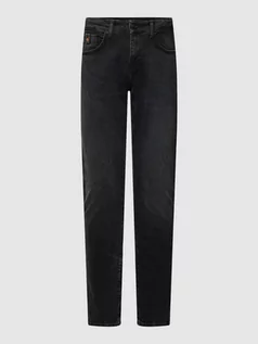 Spodnie męskie - Jeansy o kroju tapered fit z przetarciami model ‘Joshua’ - grafika 1