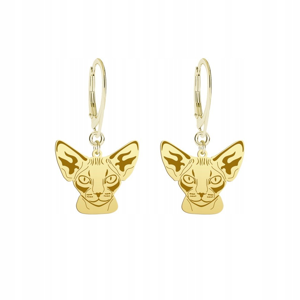 Kolczyki Złote Kot Devon Rex 925 Biżuteria Prezent Kobieta GRAWER GRATIS