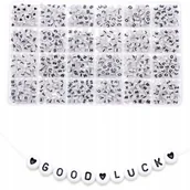 Dekoratorstwo - Koraliki zestaw 1200 sztuk litery alfabet białe - miniaturka - grafika 1