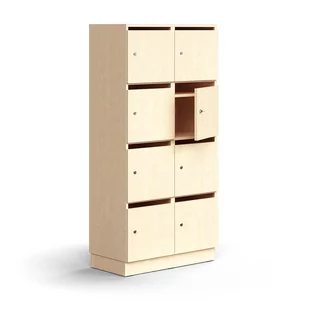 Szafa pocztowa/schowkowa QBUS, 8 schowków, cokół, 1636x800x420 mm, brzoza - Szafki biurowe - miniaturka - grafika 1
