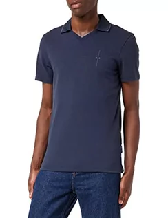 Koszulki męskie - Armani Exchange Męska koszulka polo z dekoltem w serek bez guzika, Przestrzeń kosmiczna, L - grafika 1