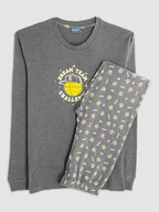 Piżamy męskie - COTONELLA Piżama w kolorze szarym - miniaturka - grafika 1