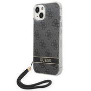 Etui i futerały do telefonów - Guess GUOHCP14SH4STK iPhone 14 6,1` czarny/black hardcase 4G Print Strap - miniaturka - grafika 1