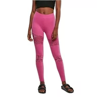 Legginsy - Urban Classics Damskie legginsy Laces Inset legginsy sportowe, do fitnessu i jogi z kwiatowymi wstawkami koronkowymi, dostępne w 3 wariantach kolorystycznych, rozmiary XS - 5XL, Jasny fiolet, 4XL - miniaturka - grafika 1