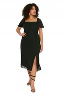 Sukienki - TRENDYOL CZARNA SUKIENKA PLUS SIZE Z TIULOWYMI RĘKAWAMI 42 5AA - miniaturka - grafika 1