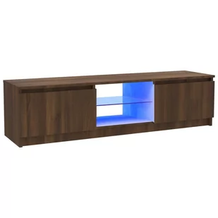 Lumarko Szafka pod TV z LED, brązowy dąb, 120x30x35,5 cm - Szafki RTV - miniaturka - grafika 3