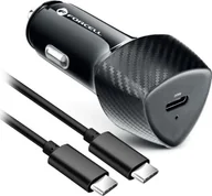 Ładowarki samochodowe - FORCELL F-ENERGY Carbon CC50-1C ładowarka samochodowa Typ C + kabel Typ C do Typ C PD 3A 20W czarna - miniaturka - grafika 1
