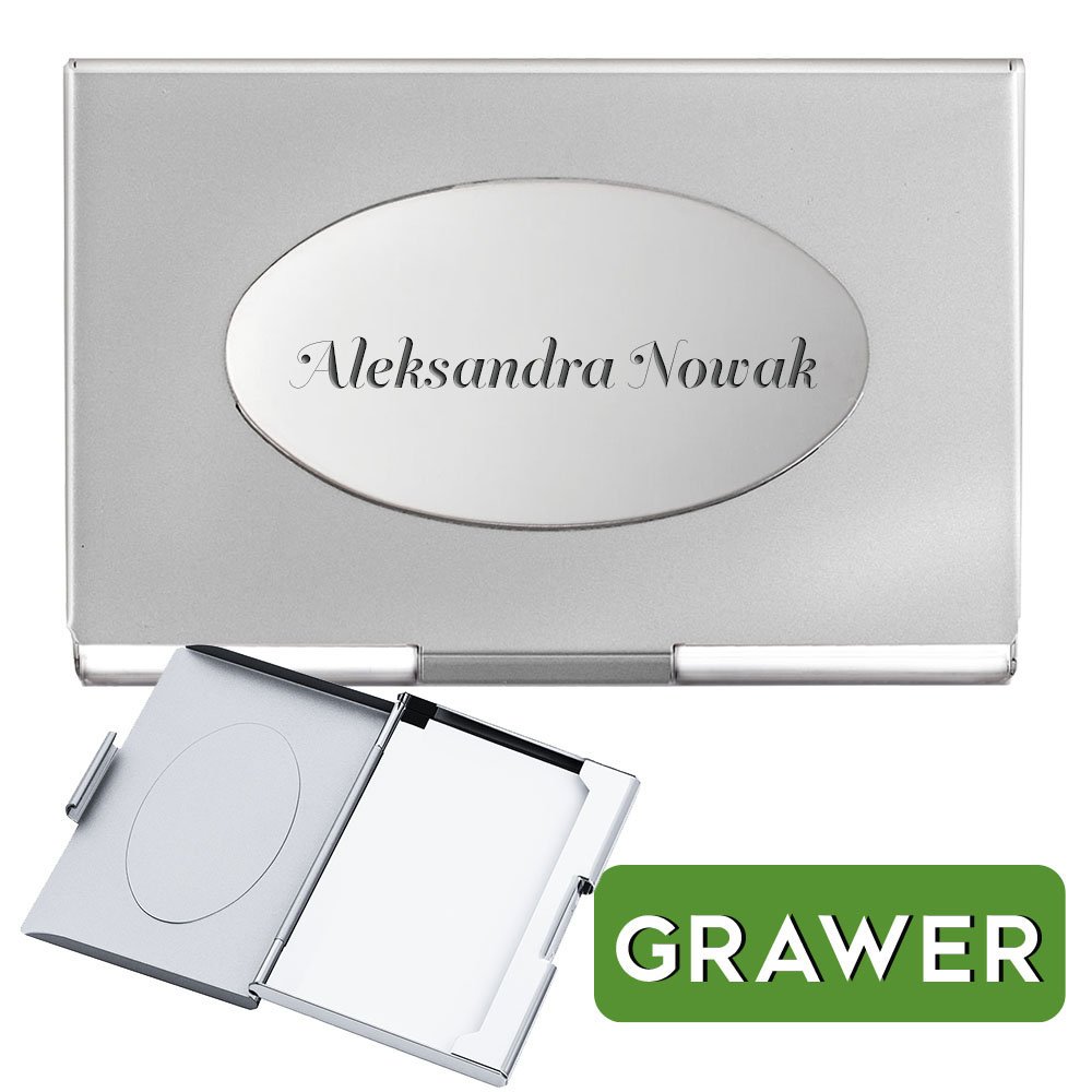 Elegancki Metalowy srebrny Wizytownik etui na wizytówki z grawerem GRAWER GRATIS!i