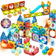Klocki - Klocki Magnetyczne Konstrukcyjne Świecący Tor Panele 75 Elementów - miniaturka - grafika 1