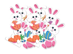 Dekoracja papierowa Zajączki - 12 szt. - Wielkanoc - miniaturka - grafika 1