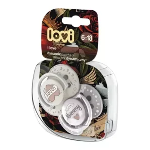 Lovi Smoczek silikonowy dynamiczny 6-18 I LOVE - Smoczki uspokajające - miniaturka - grafika 1