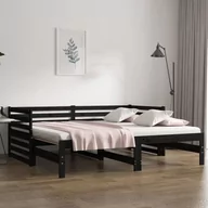 Łóżka - Lumarko Łóżko rozsuwane, czarne, 2x(80x200) cm, lite drewno sosnowe - miniaturka - grafika 1