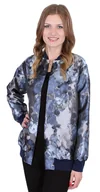 Swetry damskie - Granatowa, elegancka narzutka w kwiaty John Zack XL - miniaturka - grafika 1