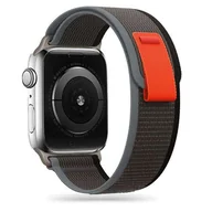 Akcesoria do smartwatchy - Opaska pasek NYLON APPLE WATCH 4 / 5 / 6 / 7 / 8 / 9 / 10 / SE / Ultra 1/2 (42 / 44 / 45 / 46 / 49 MM) BLACK/ORANGE - miniaturka - grafika 1