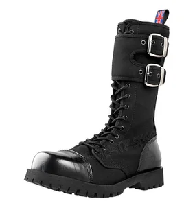 glany NEVERMIND - CZARNE (14 dziurek + 2 klamry + suwak) polerowane + canvas-38 - Botki męskie - miniaturka - grafika 1