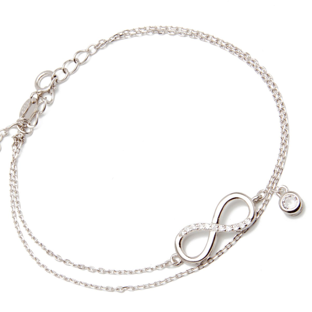Srebrna Bransoleta nieskończoność z cyrkoniową zawieszką