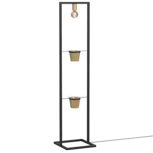 Lampa stojąca podłogowa czarna 2 złote kwietniki 1xE27 15W Flores Luminex - Lampy stojące - miniaturka - grafika 1
