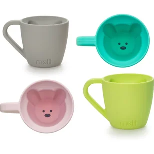 Melii Silicone Bear Mug kubek Blue & Mint 2x145 ml - Kubki dla dzieci - miniaturka - grafika 1