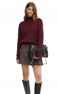 Swetry damskie - GUESS SWETER Z WEŁNĄ BORDOWY Z GOLFEM I GUZIKAMI NA RAMIENIU XS GMA - miniaturka - grafika 1