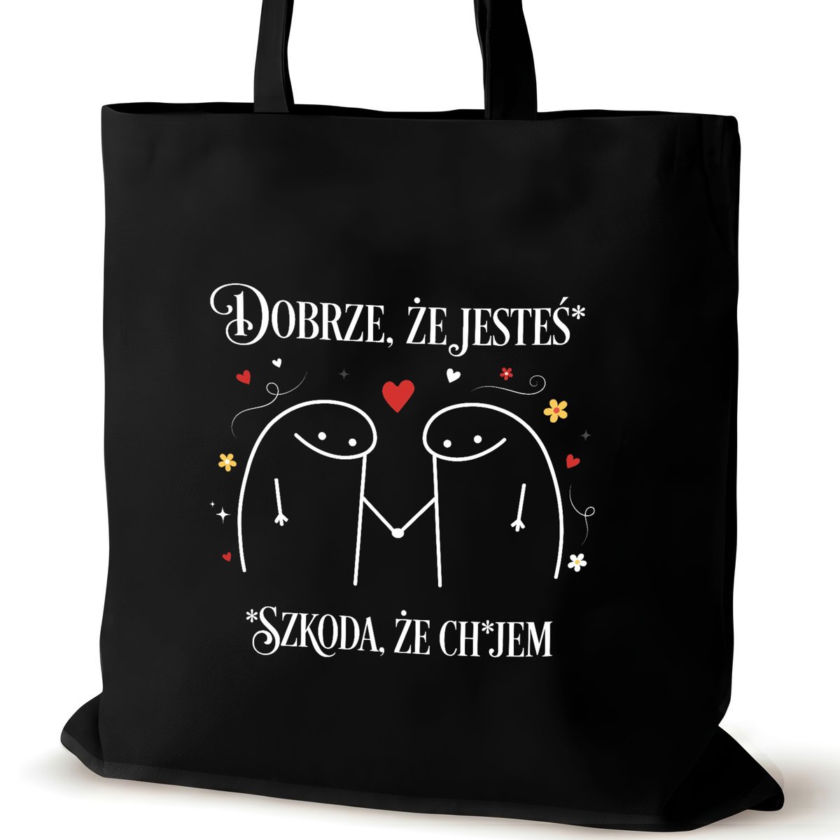 Czarna torba bawełniana dla VIRAL na ramię nadrukiem prezent śmieszna