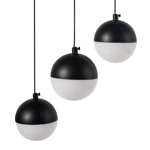 BELIANI Lampa wisząca czarna metalowa 3 punktowa zintegrowane oświetlenie LED okrągłe szklane klosze do salonu nowoczesna - Oprawy, klosze i abażury - miniaturka - grafika 1