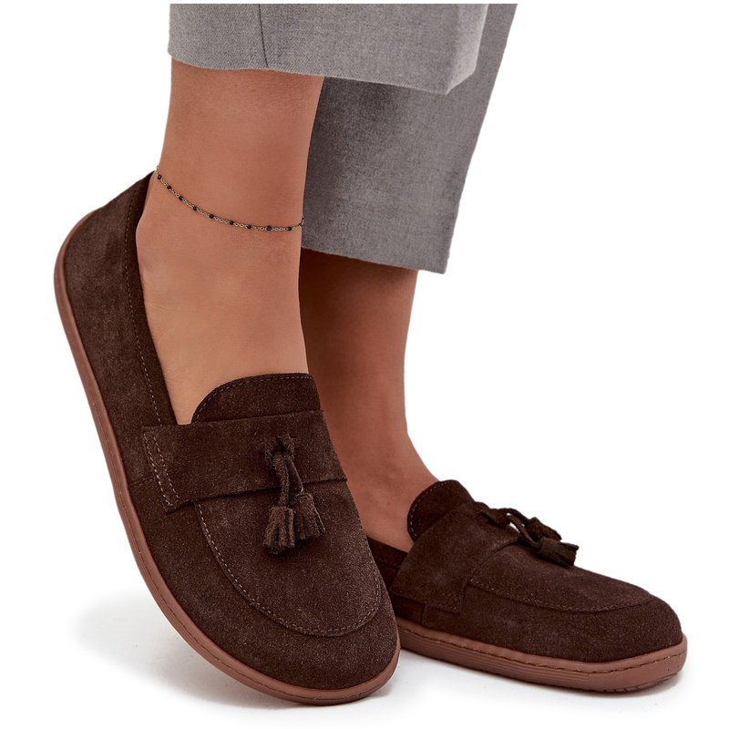 Skórzane Zamszowe Mokasyny Typu Barefoot Zazoo 322 Czekoladowe 36-39