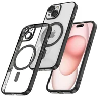 Etui i futerały do telefonów - Etui MagSafe Case do iPhone 15 Plus Glamour Luxury obudowa Slim Ring Alogy Czarny przezroczysty + Szkło - miniaturka - grafika 1