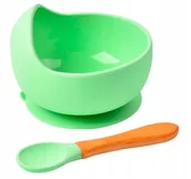 Miseczki i talerzyki dla dzieci - PIERWSZE NACZYNIE SILIKONOWA MISKA DLA DZIECI + ŁYŻKA - miniaturka - grafika 1