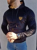 Bluzy męskie - Bluza męska welurowa czarna złoty haft Furia - miniaturka - grafika 1