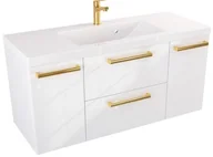 Szafki łazienkowe - Szafka z Umywalką ATHOS 100 cm D - Uchwyt Złoty - miniaturka - grafika 1
