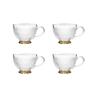 Zestaw 4X Filiżanka Barrel Szklana W Kropki Złota Nóżka 0,36 L Homla - Filiżanki - miniaturka - grafika 1