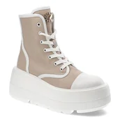 Botki damskie - Beżowe Botki Carinii Modne Obuwie Damskie - miniaturka - grafika 1