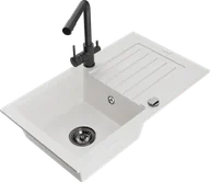 Zlewozmywaki z baterią - Mexen Pablo zlewozmywak granitowy 1-komorowy z ociekaczem i baterią kuchenną Duero, biały - 6510-20-671600-70 - miniaturka - grafika 1