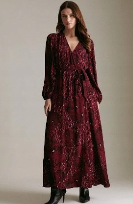 KAREN MILLEN SUKIENKA MAXI CASUAL BORDOWA 34 2A6F6_B* WESELE T5A